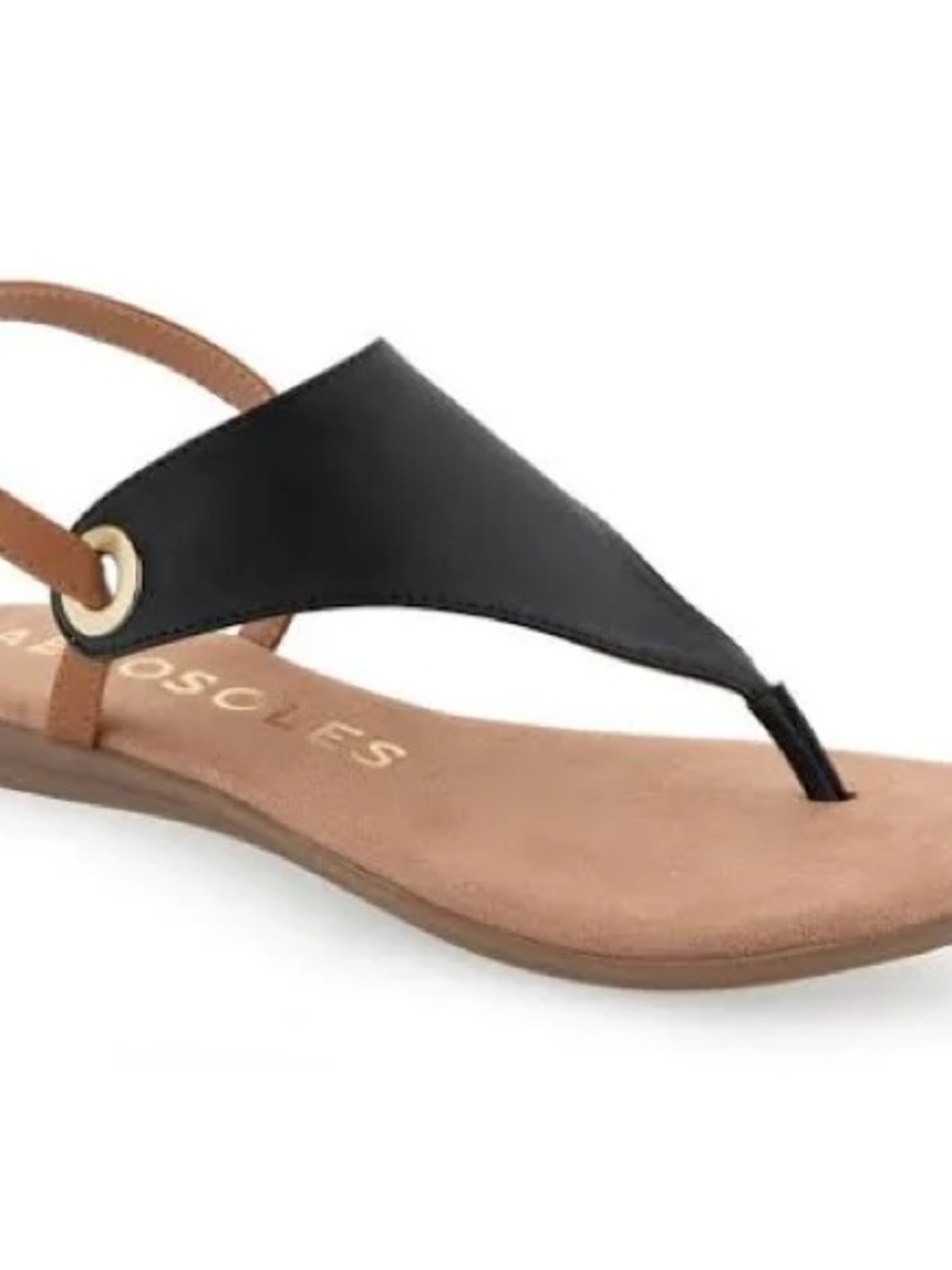Aerosoles Women’s Black Thong Sandal with Brown Foam Footbed Size 8M